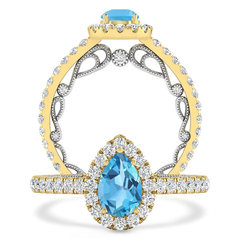 Yellow Gold - Blue Topaz