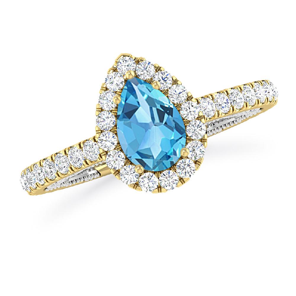 Yellow Gold - Blue Topaz