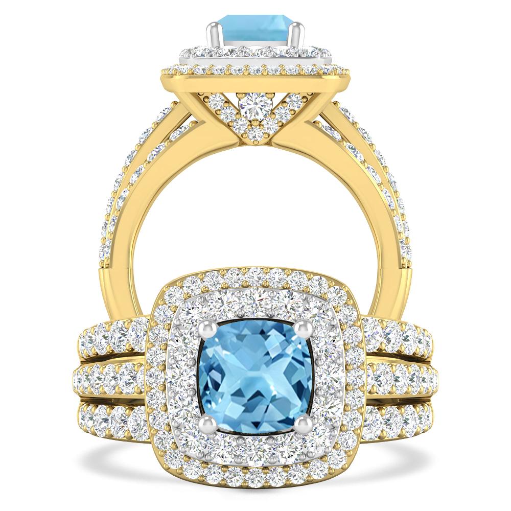 Yellow Gold - Blue Topaz