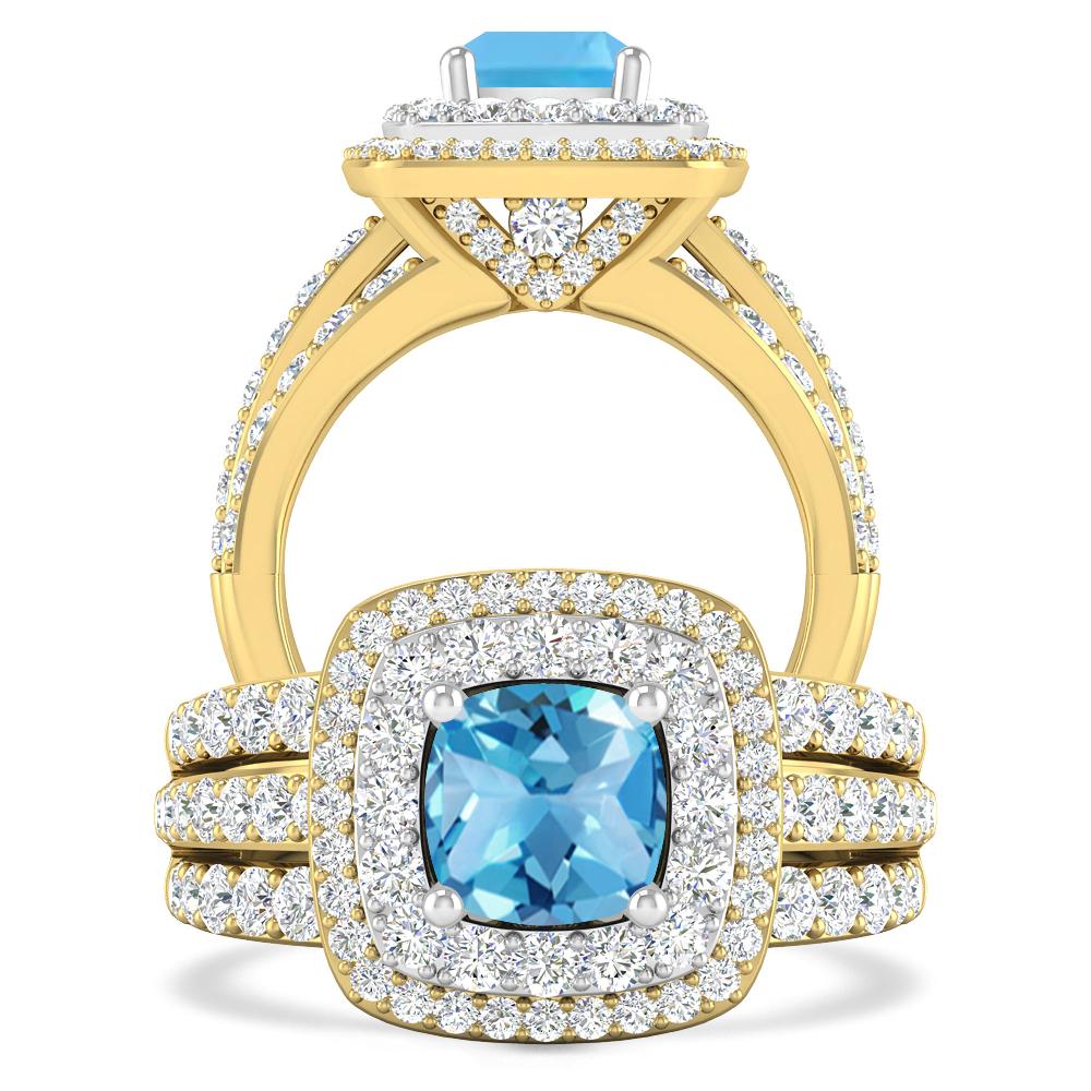 Yellow Gold - Blue Topaz