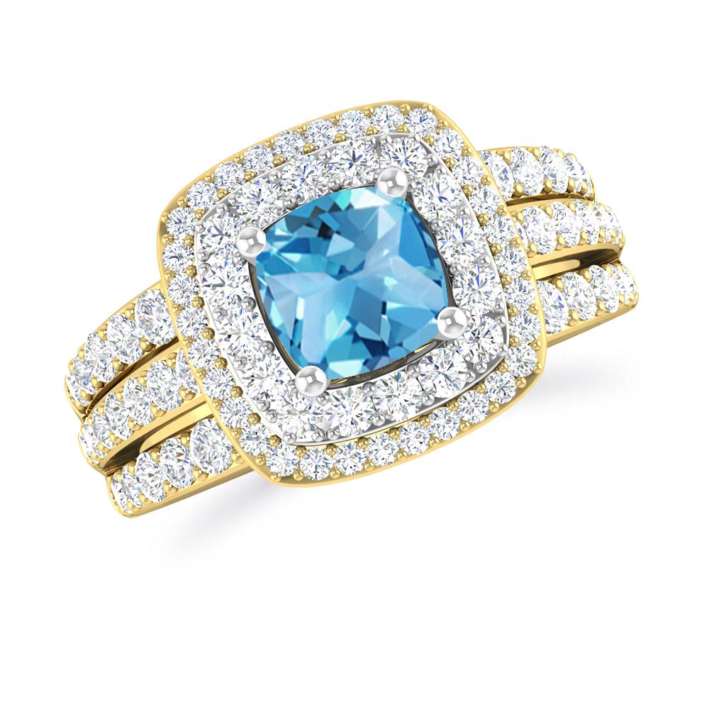 Yellow Gold - Blue Topaz