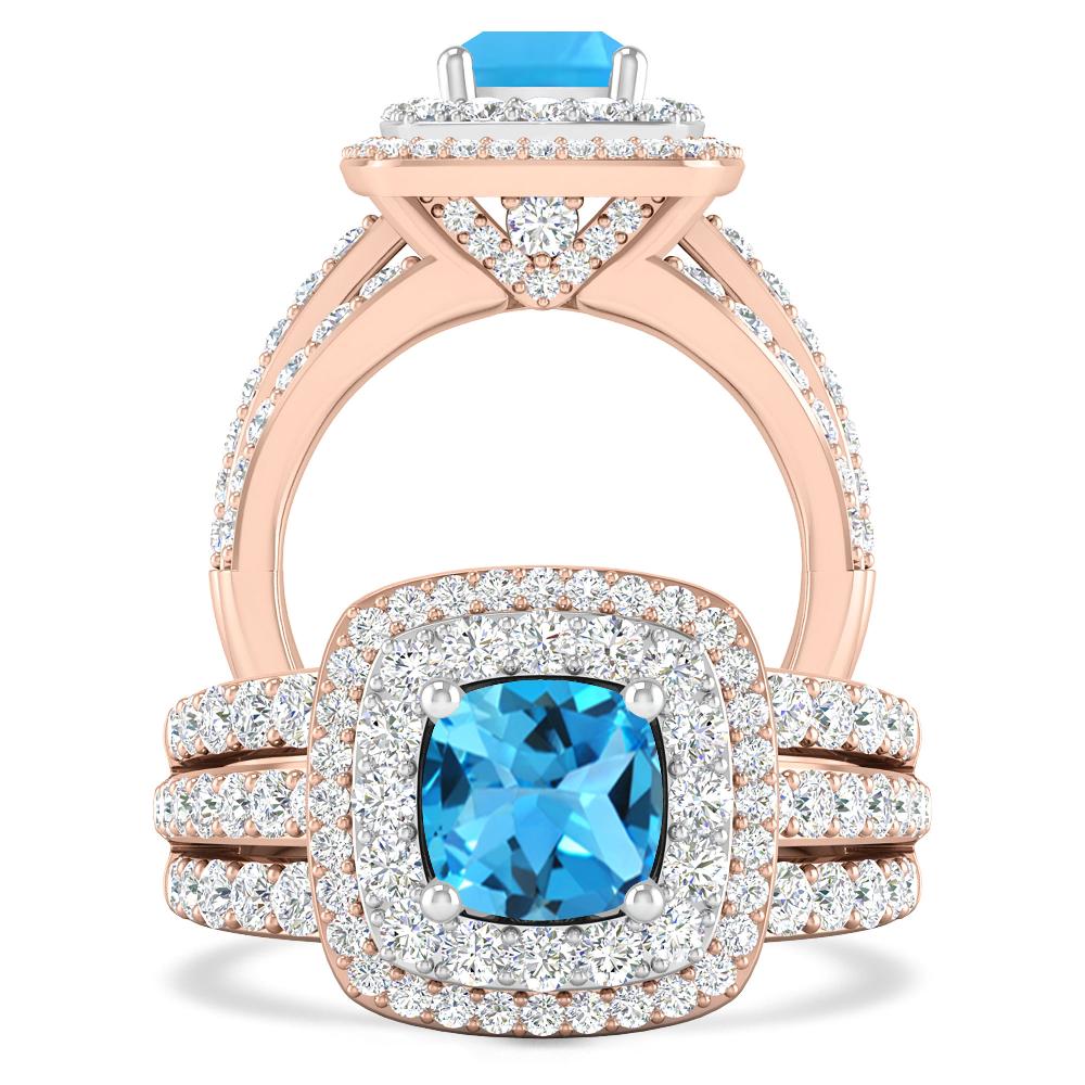 Rose Gold - Blue Topaz