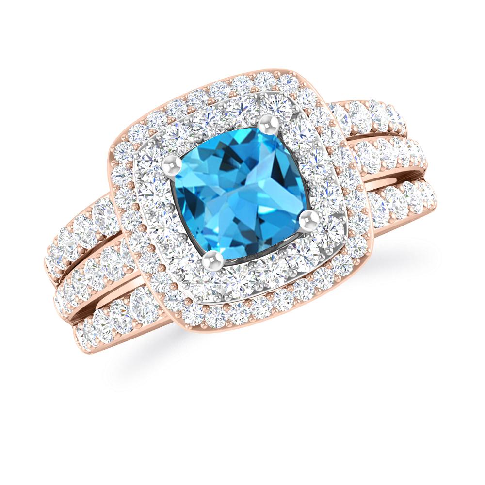 Rose Gold - Blue Topaz