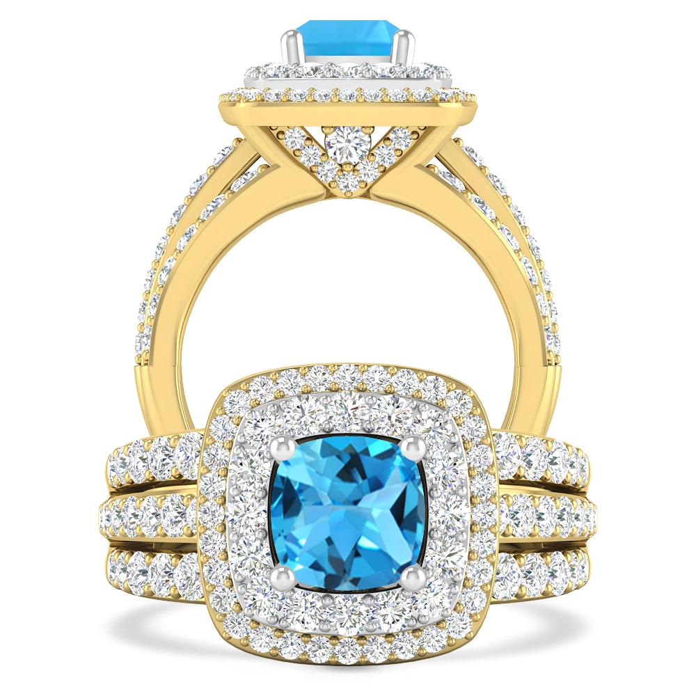 Yellow Gold - Blue Topaz