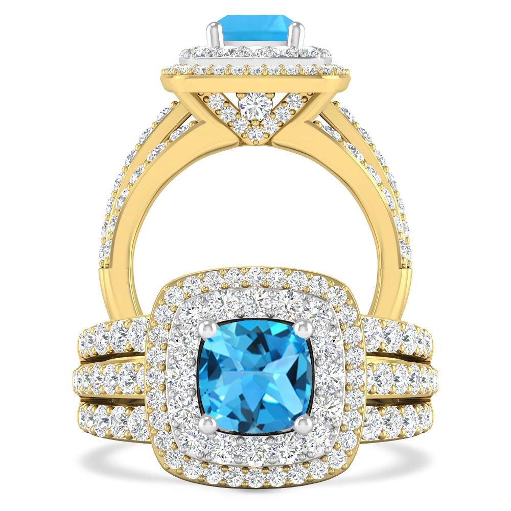 Yellow Gold - Blue Topaz