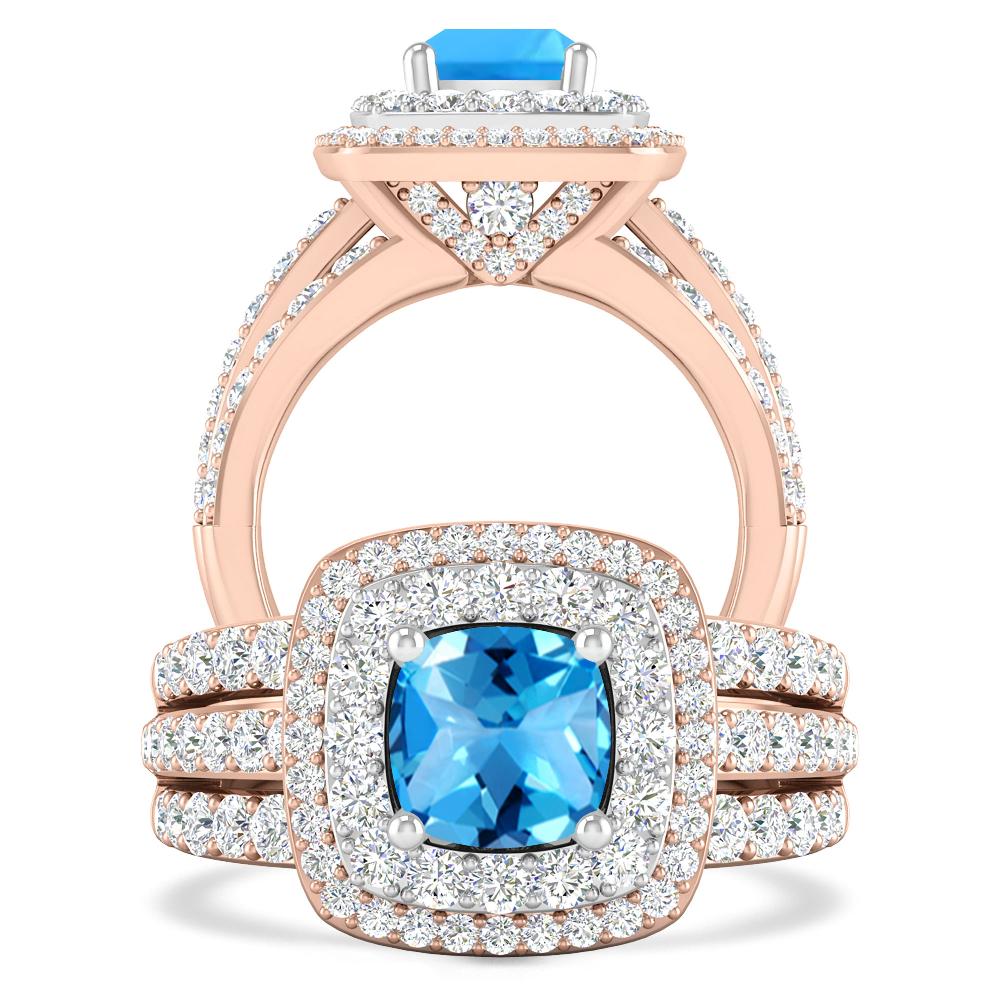 Rose Gold - Blue Topaz