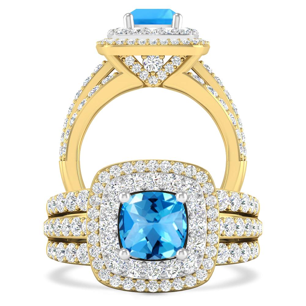 Yellow Gold - Blue Topaz