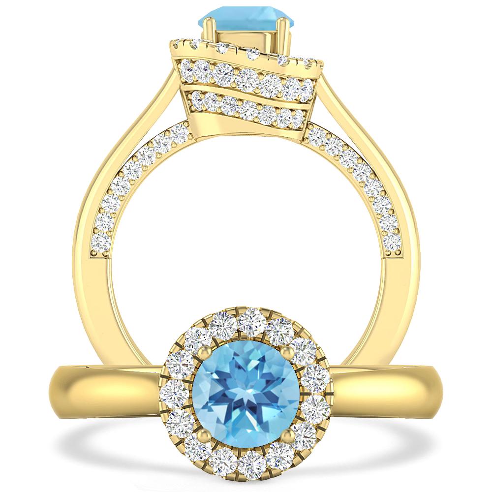 Yellow Gold - Blue Topaz