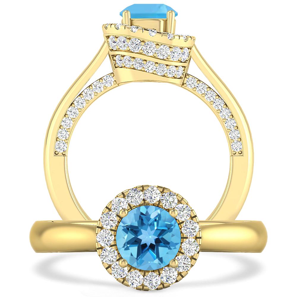 Yellow Gold - Blue Topaz