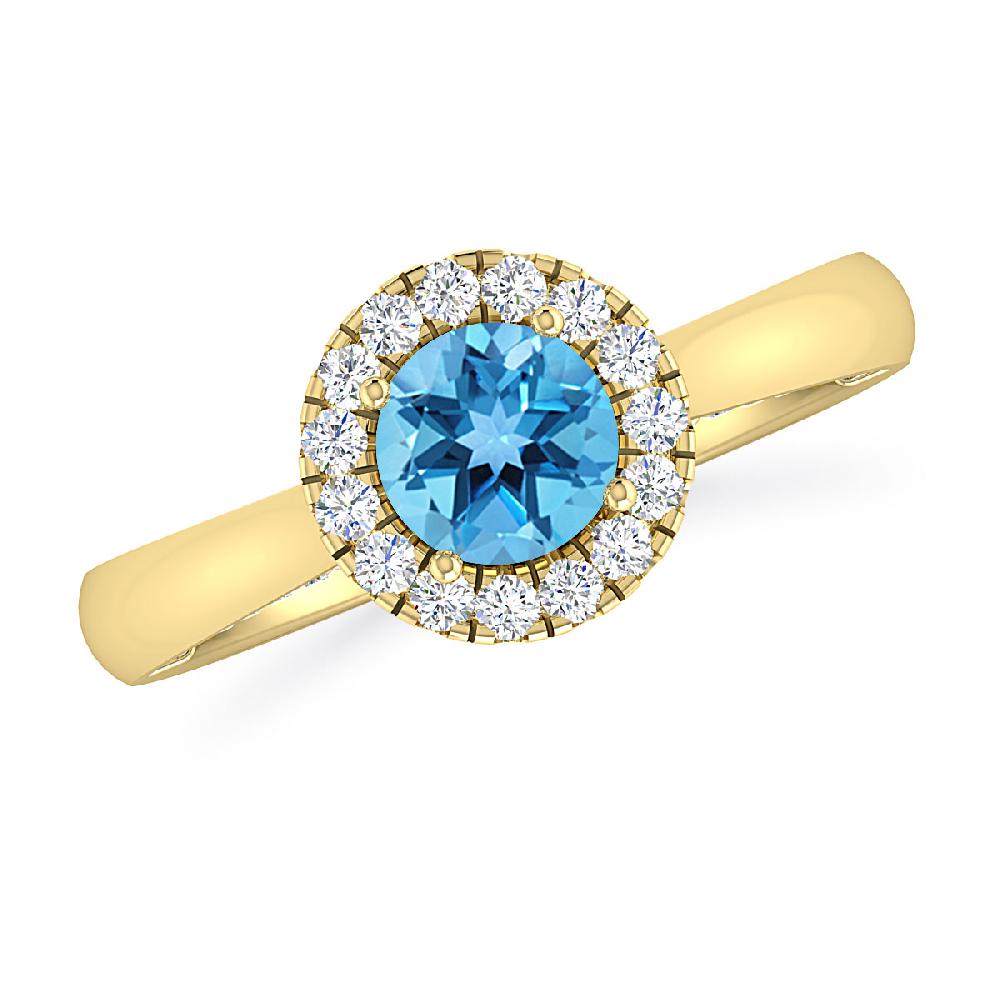 Yellow Gold - Blue Topaz