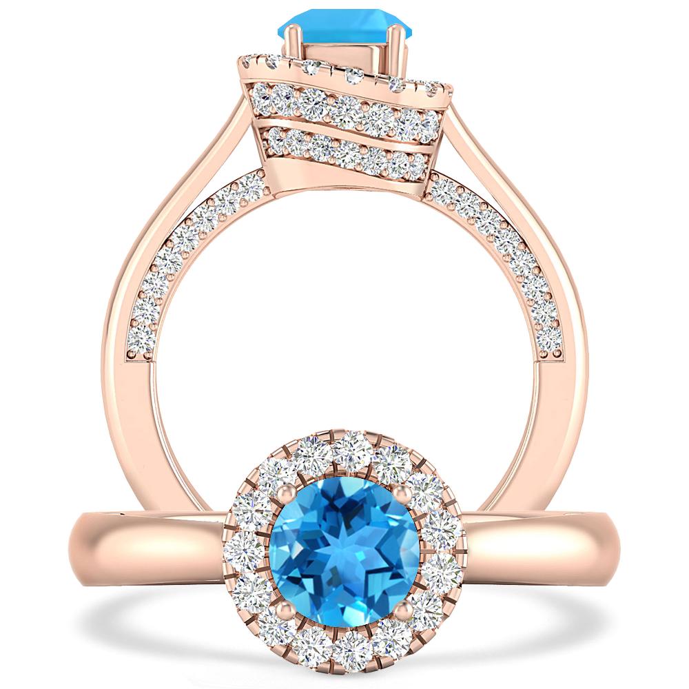 Rose Gold - Blue Topaz