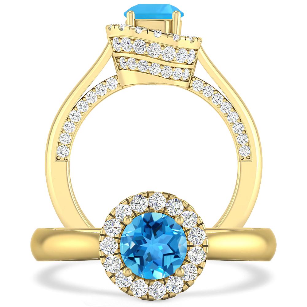 Yellow Gold - Blue Topaz