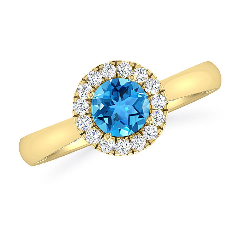 Yellow Gold - Blue Topaz