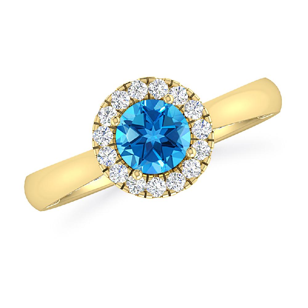 Yellow Gold - Blue Topaz