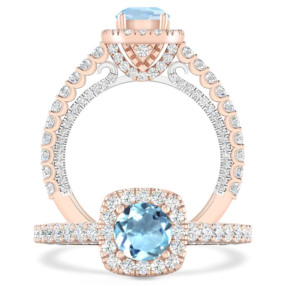 Rose Gold - Aquamarine