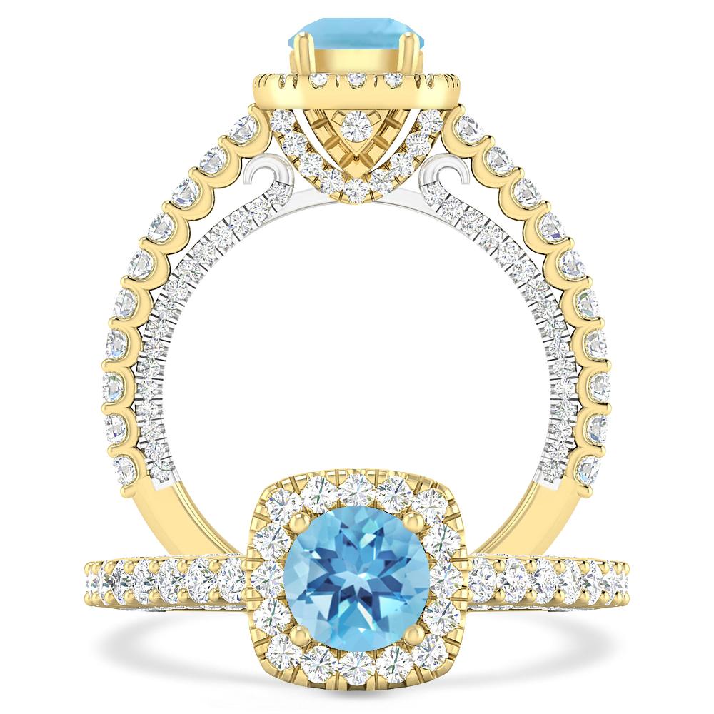 Yellow Gold - Blue Topaz