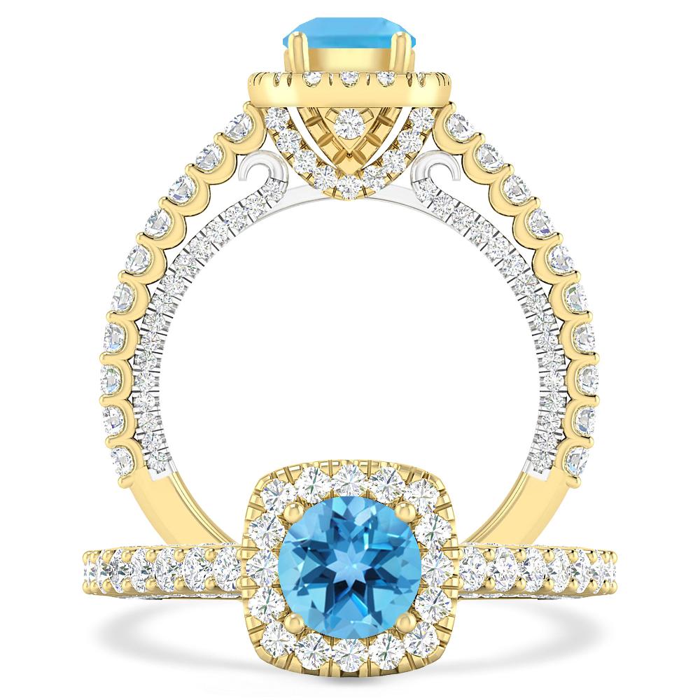 Yellow Gold - Blue Topaz