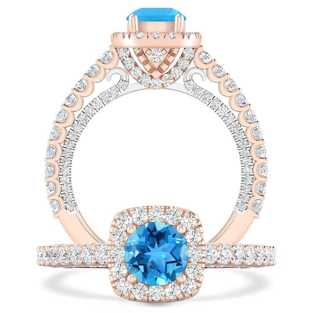 Rose Gold - Blue Topaz