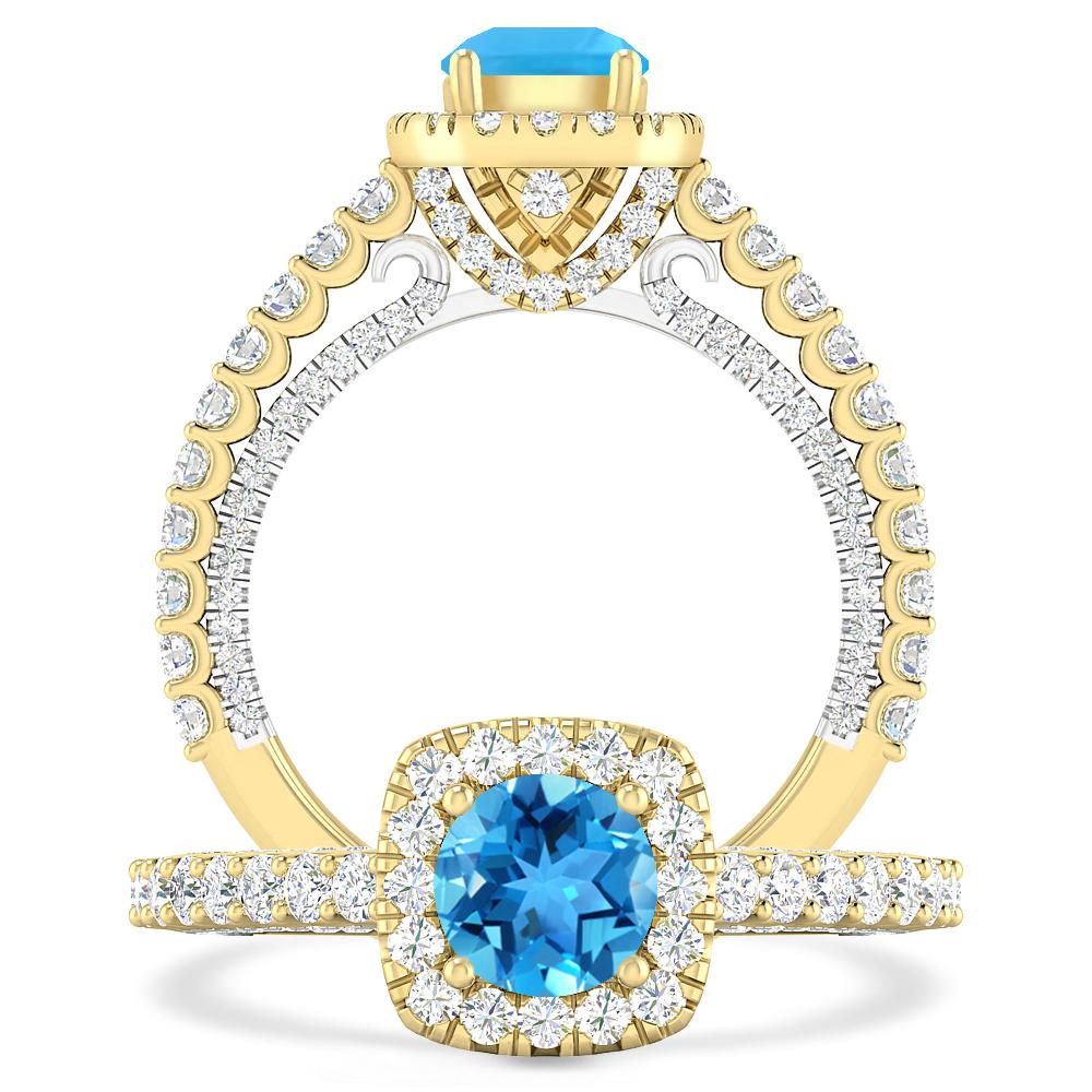 Yellow Gold - Blue Topaz