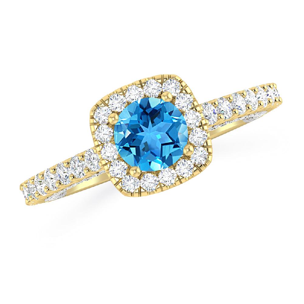 Yellow Gold - Blue Topaz