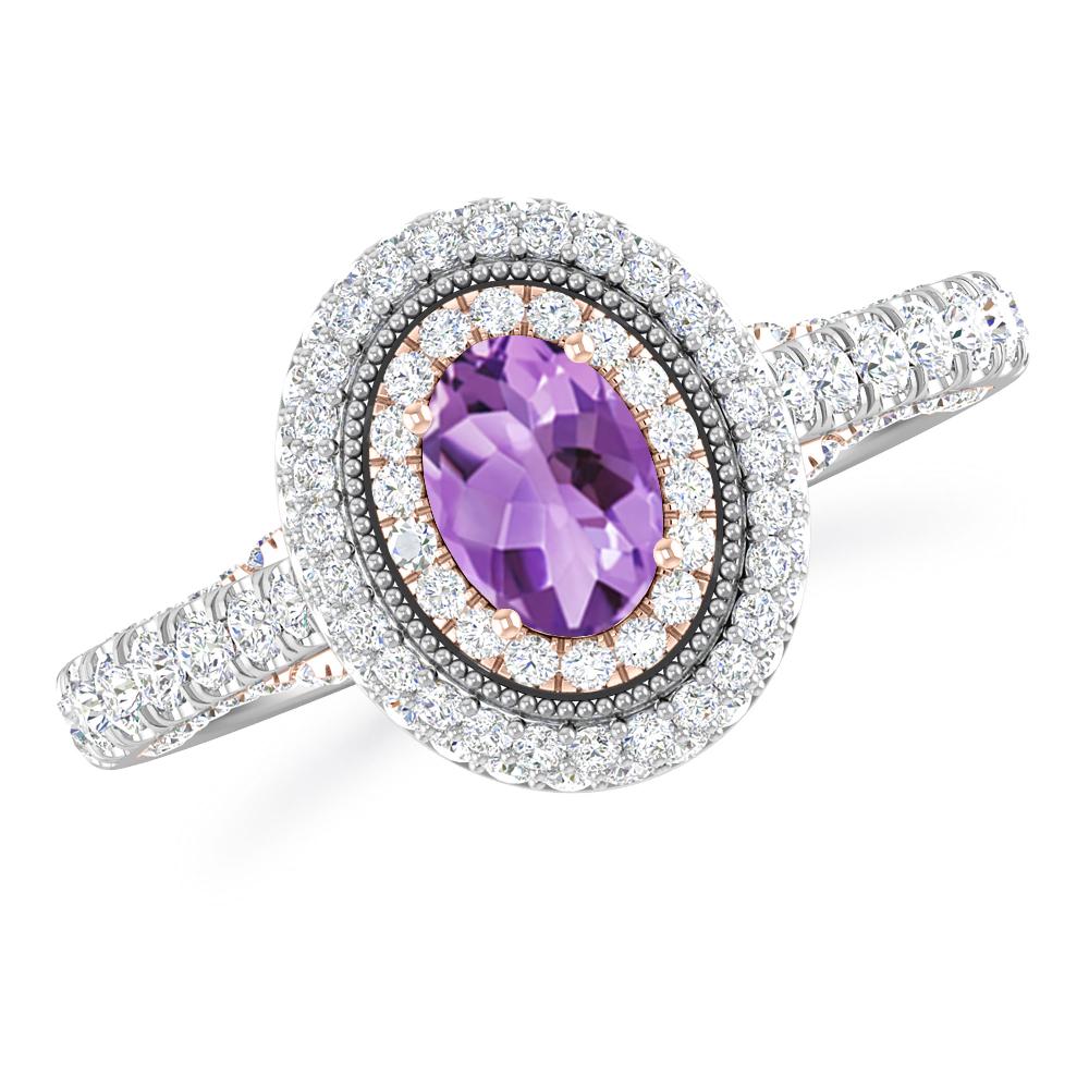 White Gold/Rose Gold - Amethyst