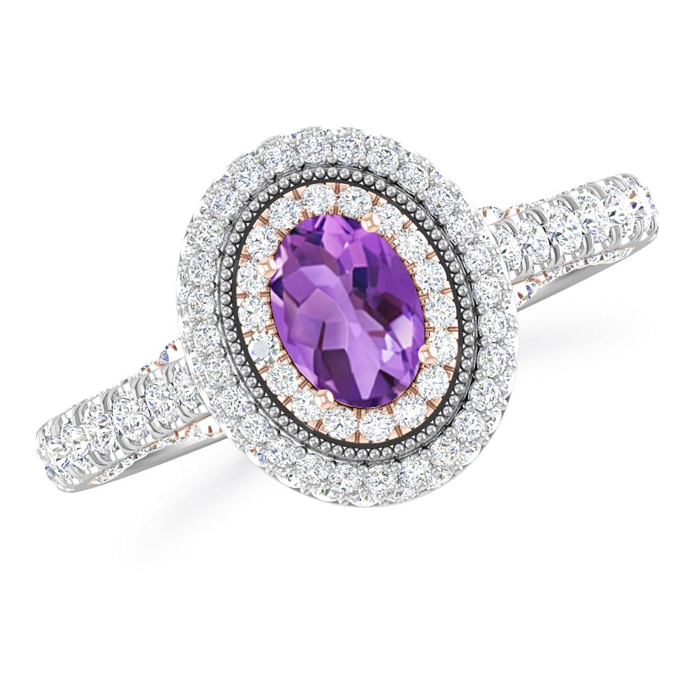 White Gold/Rose Gold - Amethyst