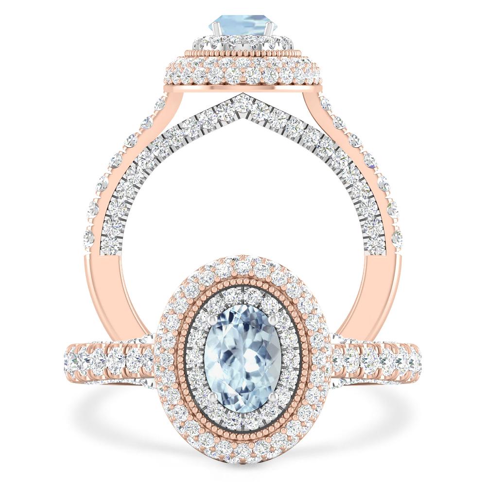 Rose Gold/White Gold - Aquamarine