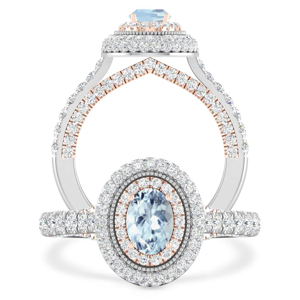 White Gold/Rose Gold - Aquamarine