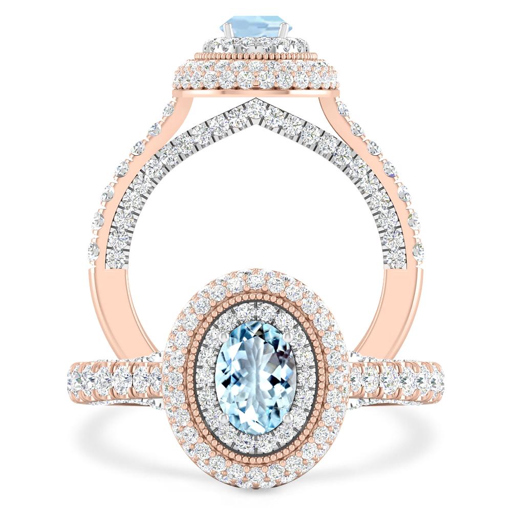 Rose Gold/White Gold - Aquamarine