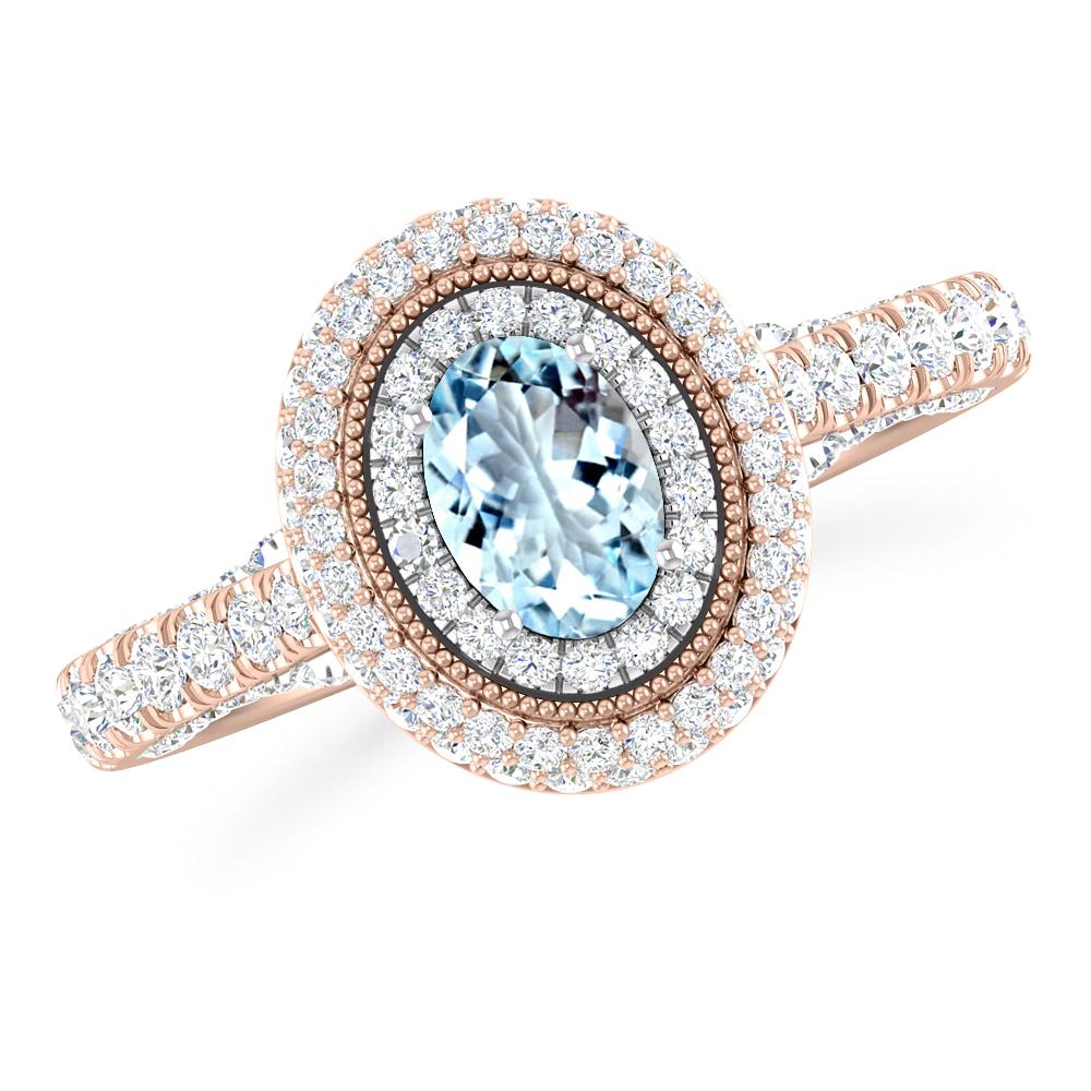 Rose Gold/White Gold - Aquamarine