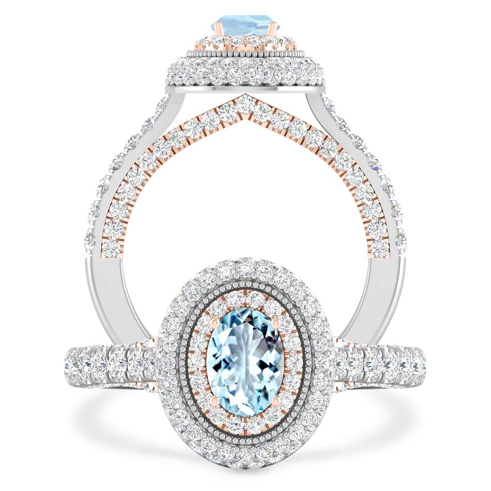 White Gold/Rose Gold - Aquamarine
