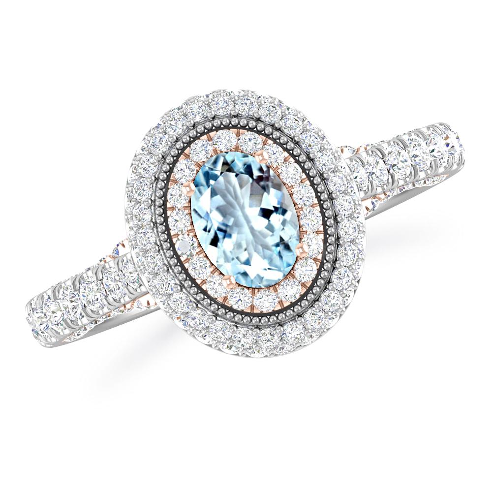 White Gold/Rose Gold - Aquamarine