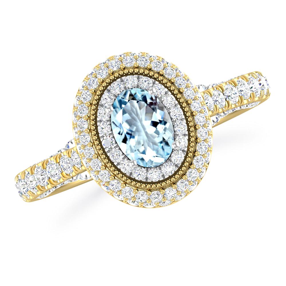 Yellow Gold/White Gold - Aquamarine