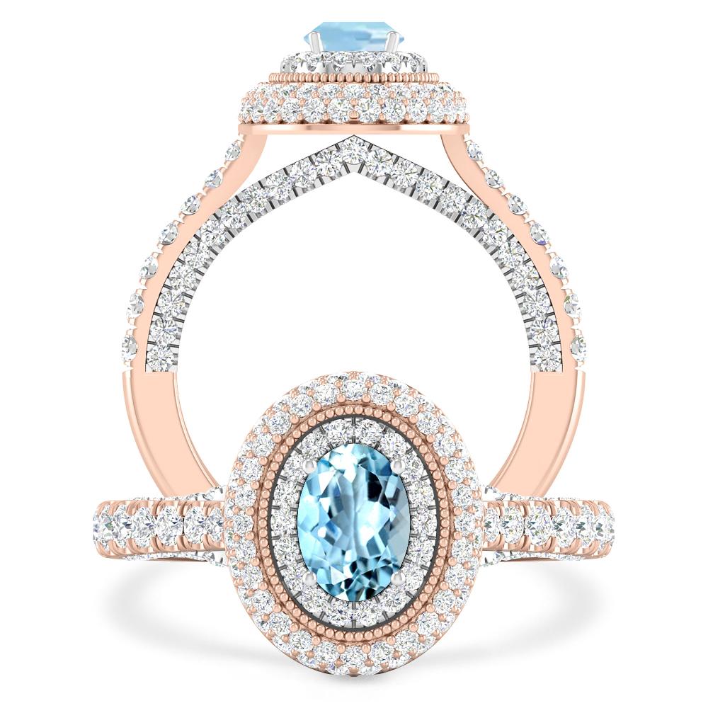 Rose Gold/White Gold - Aquamarine