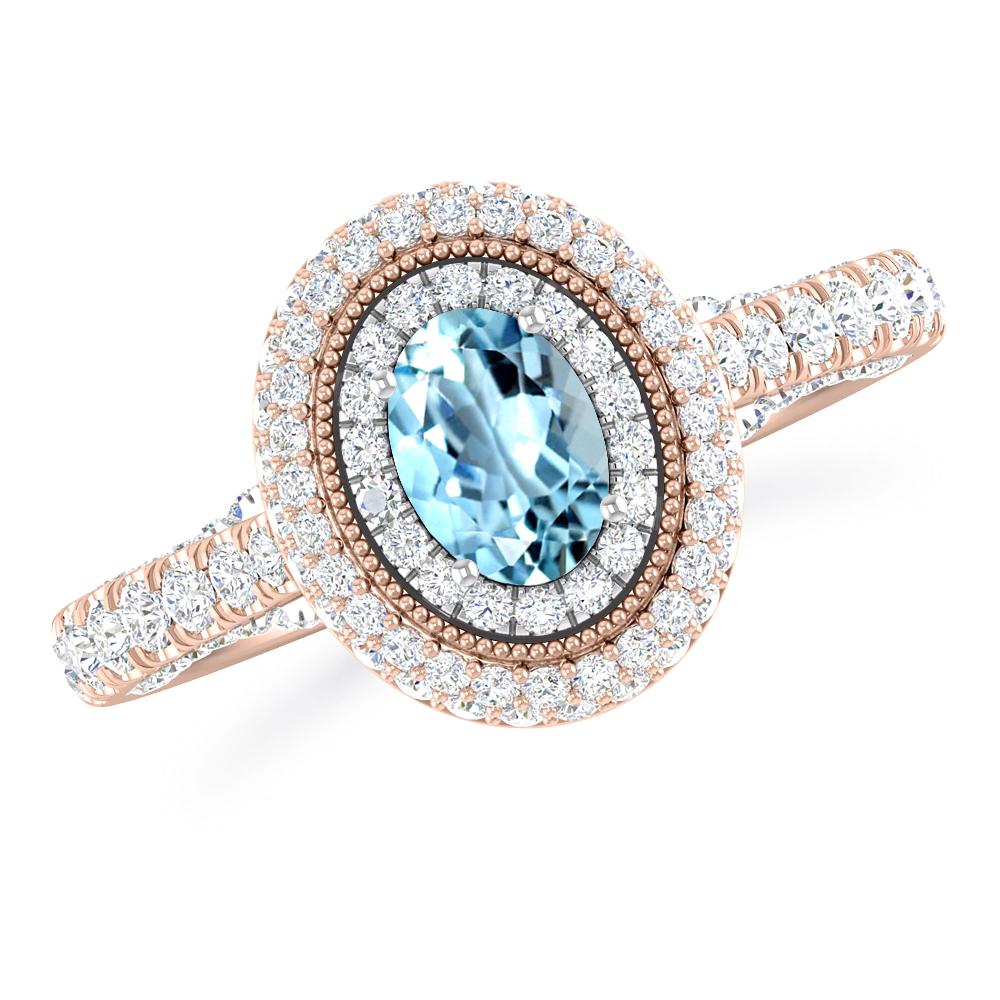 Rose Gold/White Gold - Aquamarine