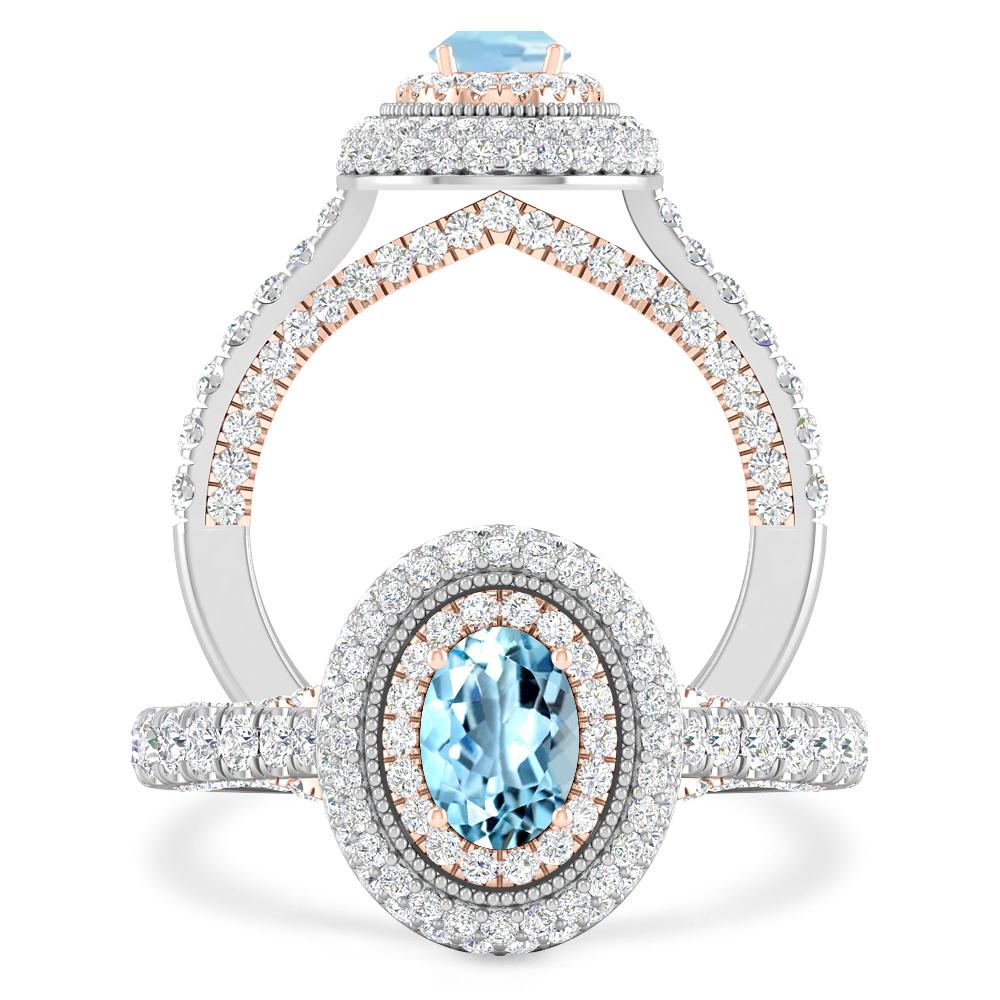 White Gold/Rose Gold - Aquamarine