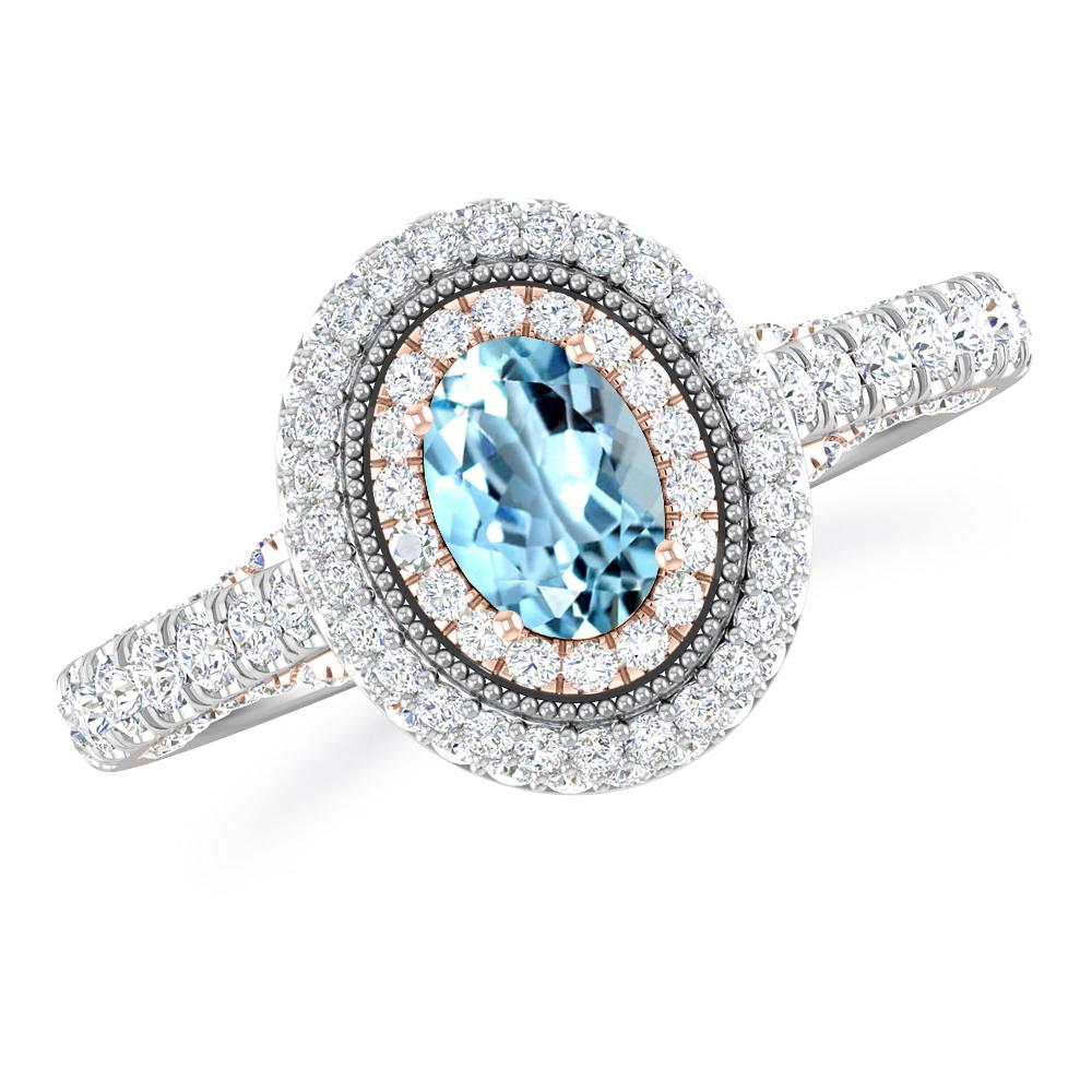 White Gold/Rose Gold - Aquamarine
