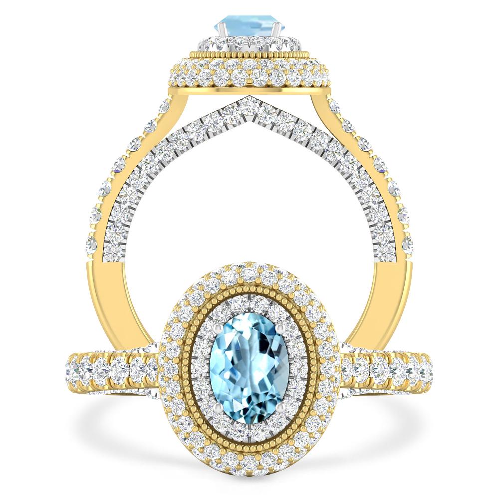 Yellow Gold/White Gold - Aquamarine