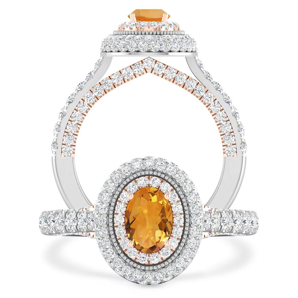 White Gold/Rose Gold - Citrine