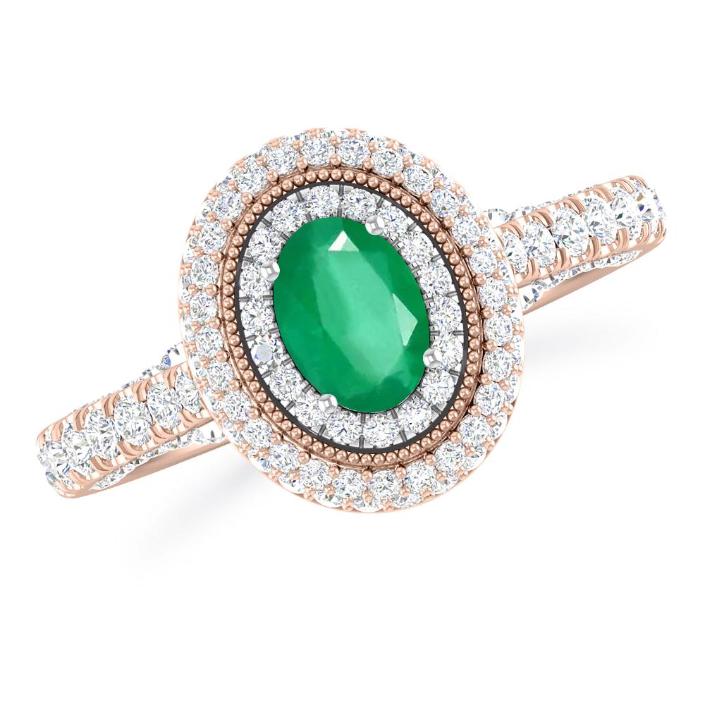 Rose Gold/White Gold - Emerald