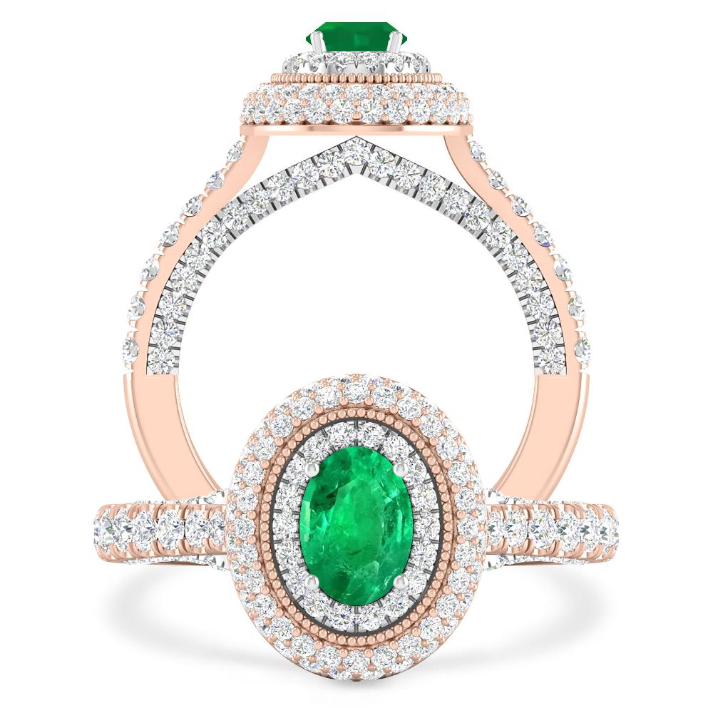 Rose Gold/White Gold - Emerald