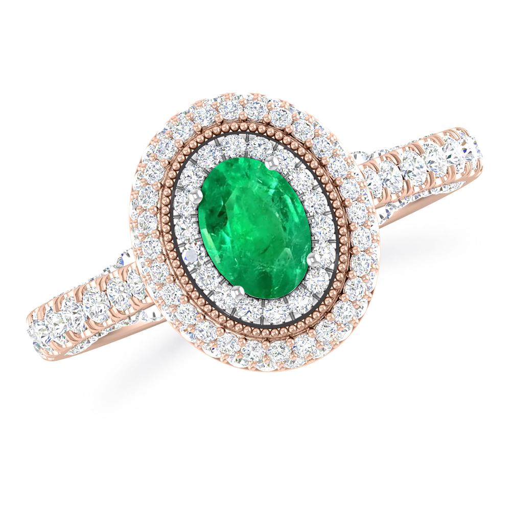 Rose Gold/White Gold - Emerald