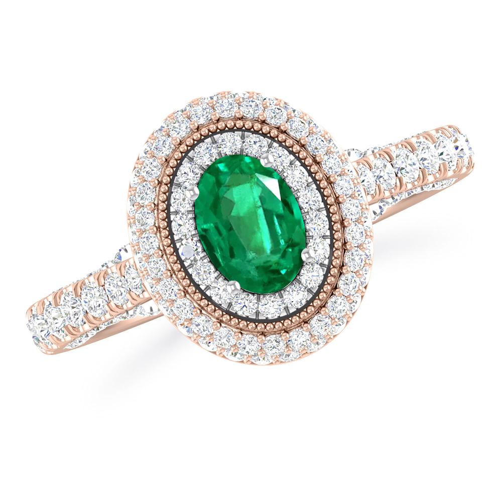 Rose Gold/White Gold - Emerald