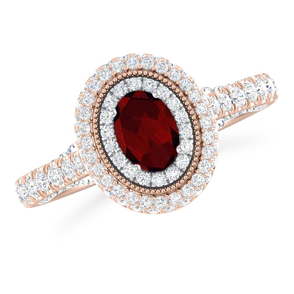 Rose Gold/White Gold - Garnet