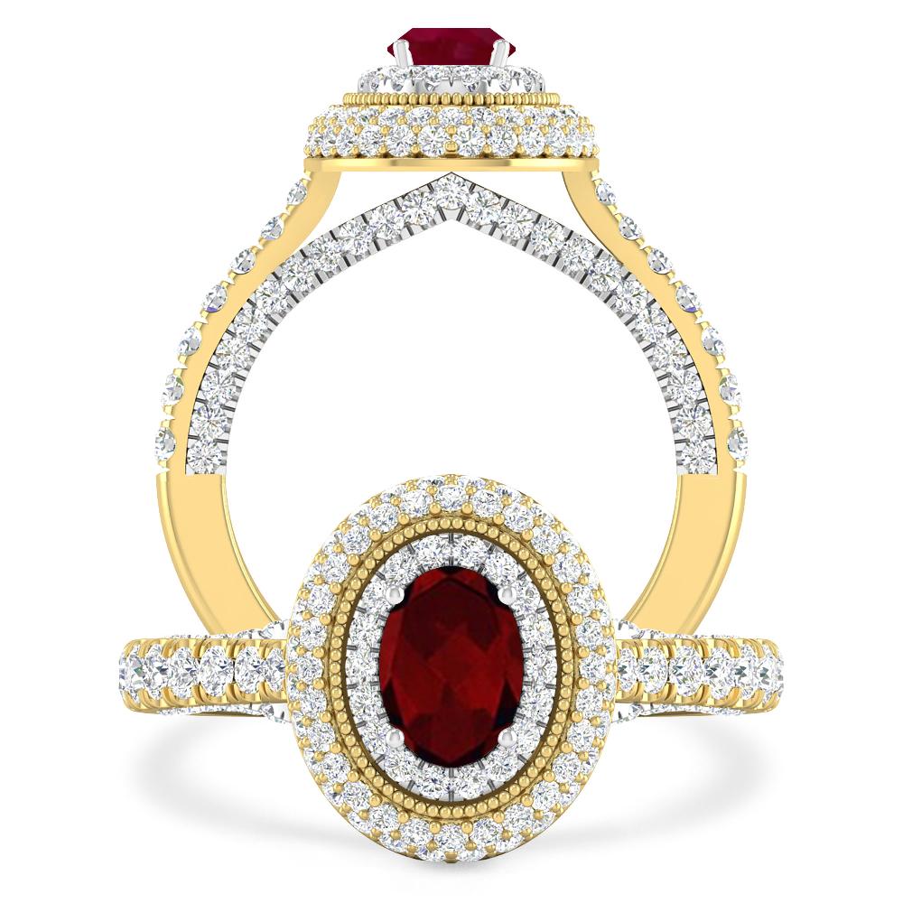 Yellow Gold/White Gold - Garnet