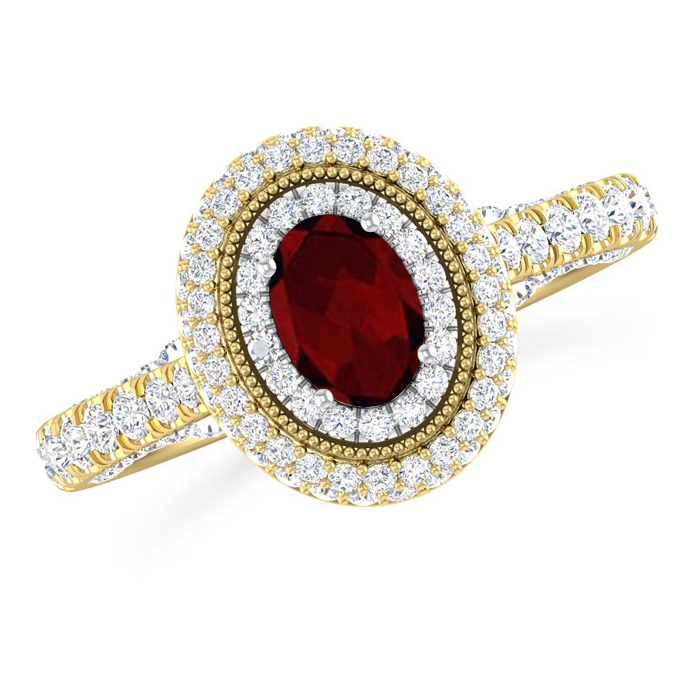 Yellow Gold/White Gold - Garnet