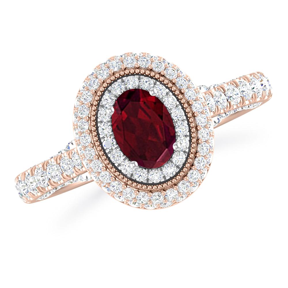 Rose Gold/White Gold - Garnet
