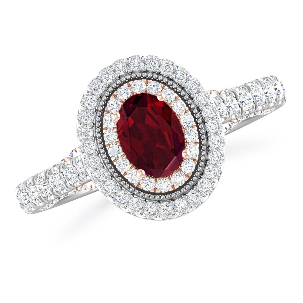 White Gold/Rose Gold - Garnet