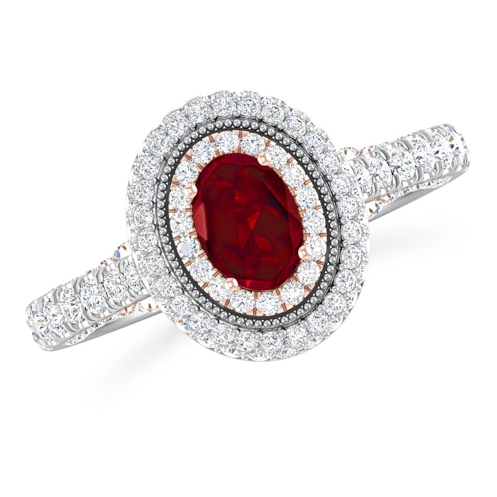 White Gold/Rose Gold - Garnet