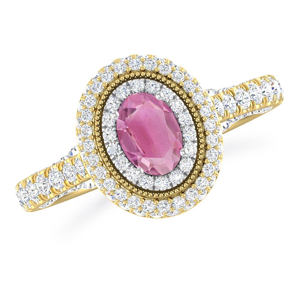Yellow Gold/White Gold - Pink Tourmaline